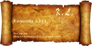 Kvassay Lili névjegykártya